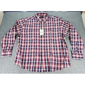 UNTUCKit Navarro Shirt Mens 3XLC Red Blue Plaid Long Sleeve Cotton Tencel NWT